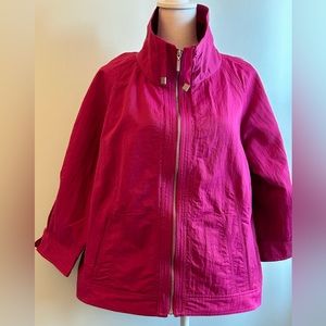 Chico’s Full Zip Nylon-Cotton Blend Magenta Jacket